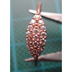 Rose gold colored marquise shaped zircon silver ring_1398