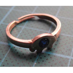 Gold colored elephant motif silver ring with blue stone_1399