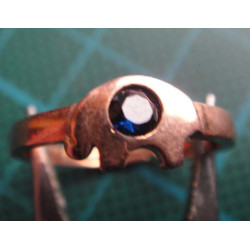 Gold colored elephant motif silver ring with blue stone_1399