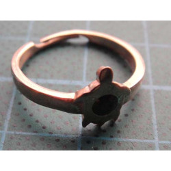 Gold colored turtle motif silverring with black stone_1400