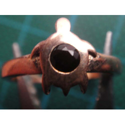 Gold colored turtle motif silverring with black stone_1400