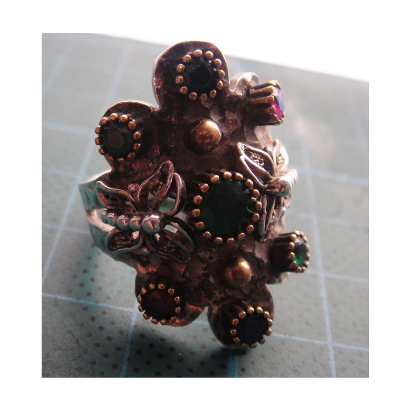 Multi-Color Stone Silver Ring_1401