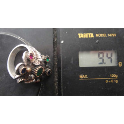 Multi-Color Stone Silver Ring_1401