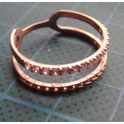 Zircon & Braided Double Band Silver Ring_1403