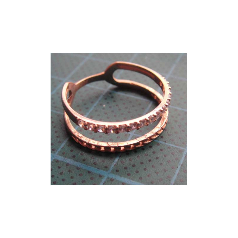 Zircon & Braided Double Band Silver Ring_1403