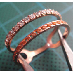 Zircon & Braided Double Band Silver Ring_1403
