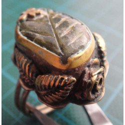 Carved Stone Leaf Motif Silver Ring_1404