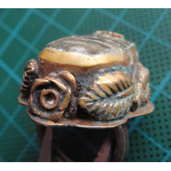 Carved Stone Leaf Motif Silver Ring_1404