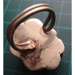 Carved Stone Leaf Motif Silver Ring_1404