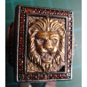 Lion Head Red Colored Stone Silver Ring_1406