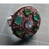 Green Agate & Zircon Stone Silver Ring_1407