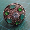 Green Agate & Zircon Stone Silver Ring_1407