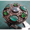 Green Agate & Zircon Stone Silver Ring_1407