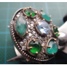 Green Agate & Zircon Stone Silver Ring_1407