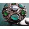 Green Agate & Zircon Stone Silver Ring_1407
