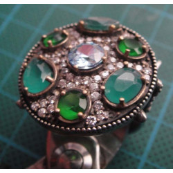 Green Agate & Zircon Stone Silver Ring_1407