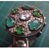 Green Agate & Zircon Stone Silver Ring_1407
