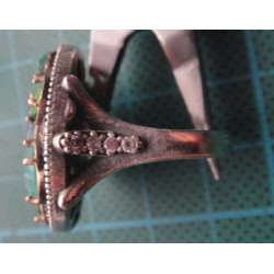 Yeşil Akik ve Zirkon Taşlı Gümüş Yüzük_1407