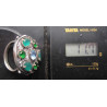 Green Agate & Zircon Stone Silver Ring_1407