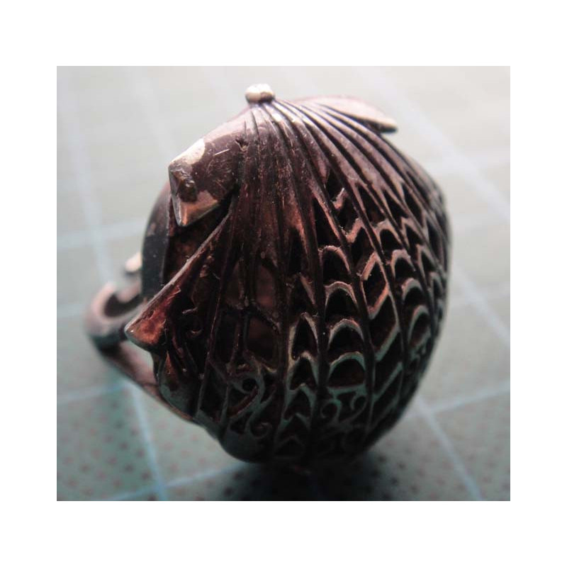 Sea Shell Pattern Japan Quartz Locket Silver Watch Ring_1411