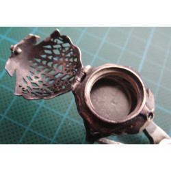 Sea Shell Pattern Japan Quartz Locket Silver Watch Ring_1411