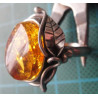 Amber Stone Leaf Motif Silver Ring_1412