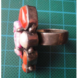 Coral & Pearl Silver Ring_1413
