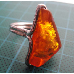 Triangle Amber Stone Silver Ring_1414