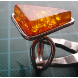 Triangle Amber Stone Silver Ring_1414