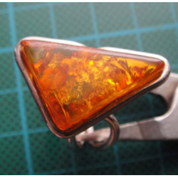 Triangle Amber Stone Silver Ring_1414