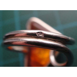 Triangle Amber Stone Silver Ring_1414