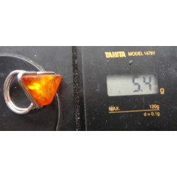 Triangle Amber Stone Silver Ring_1414