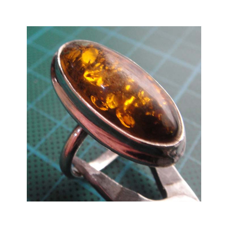 Oval Amber Stone Silver Ring_1415