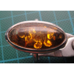 Oval Kehribar Taşlı Gümüş Yüzük_1415