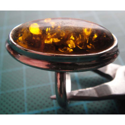 Oval Kehribar Taşlı Gümüş Yüzük_1415