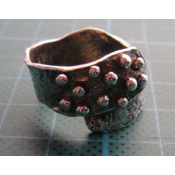 Granule & Hammered Wide Band Silver Ring_1418