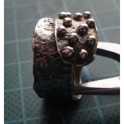 Granule & Hammered Wide Band Silver Ring_1418