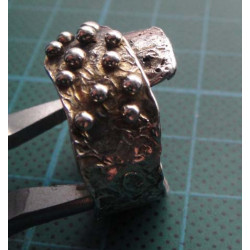 Granule & Hammered Wide Band Silver Ring_1418