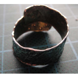 Granule & Hammered Wide Band Silver Ring_1418