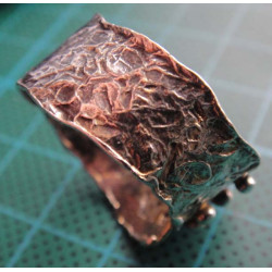 Granule & Hammered Wide Band Silver Ring_1418