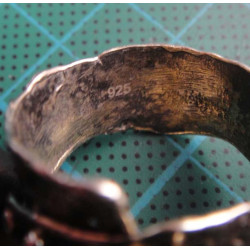 Granule & Hammered Wide Band Silver Ring_1418