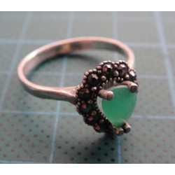 Green Stone Marcasite Hurrem Silver Ring_1424