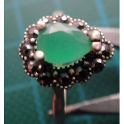 Green Stone Marcasite Hurrem Silver Ring_1424
