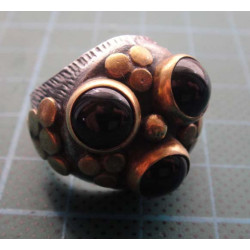 Black Stone Dome Granule Detail Silver Ring_1425