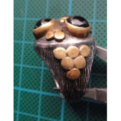 Black Stone Dome Granule Detail Silver Ring_1425