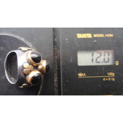 Black Stone Dome Granule Detail Silver Ring_1425