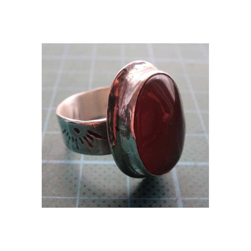 Agate Stone Wide Band Silver Ring_1426