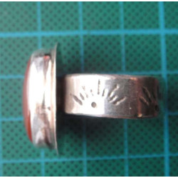 Agate Stone Wide Band Silver Ring_1426