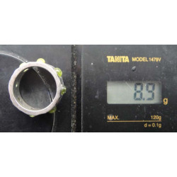 Peridot Stone Hammered Wide Band Silver Ring_1429