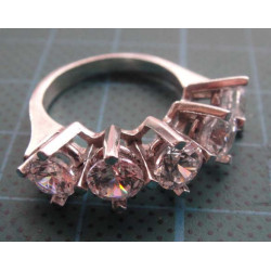 Five Stone Zircon Silver Ring_1437